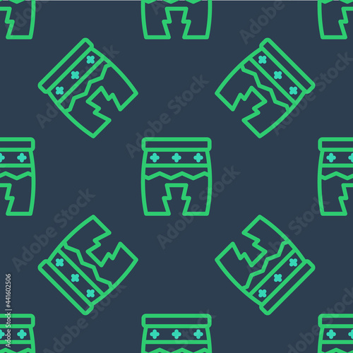 Line Musical instrument huehuetl icon isolated seamless pattern on blue background. Vector photo