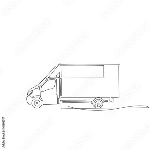 hand drawn doodle transport delivery van illustration vector isolated