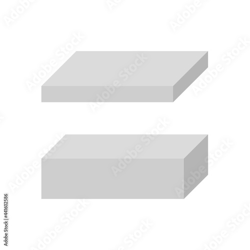 Steel product vector icon. Consist of flat bar and square rod.
That alloy of iron from steel production industry and metallurgy.
For cnc milling, tool, mechanical part and building frame structure.