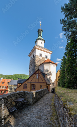 The medieval picturesque town Loket  Elbogen  in the western part of the Czech Republic