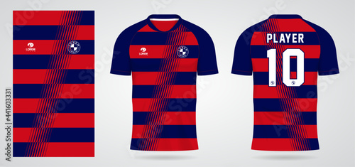 red blue sports jersey template for team uniforms and soccer t shirt design