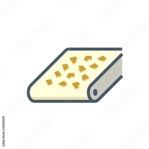 Mining processing industry vector icon. Industrial machine, equipment with conveyor belt. To transport, sorting and carry raw material from quarry i.e. ore, coal, rock to factory plant. 64x64 pixel.
