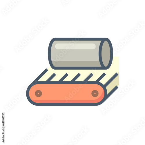 Metallurgy or metallurgical production industry vector icon. Consist of hot casting metal, iron or steel on mill production line. Manufacturing process in foundry, furnace or factory plant. 64x64 px.
