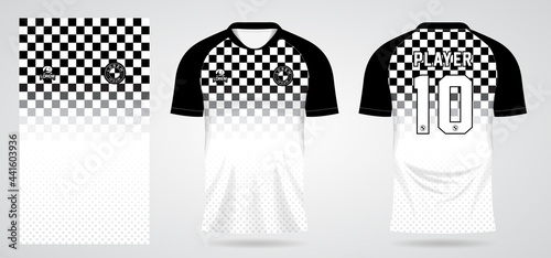 black white chess sports jersey template for team uniforms and Soccer t shirt design