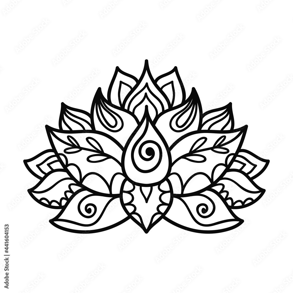 Hand drawn lotus flower tattoo design. Graphic mandala pattern. Stock  Vector | Adobe Stock