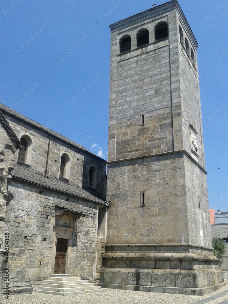 Bell tower of the church Collegiata di San Vittore in Muralto, Switzerland