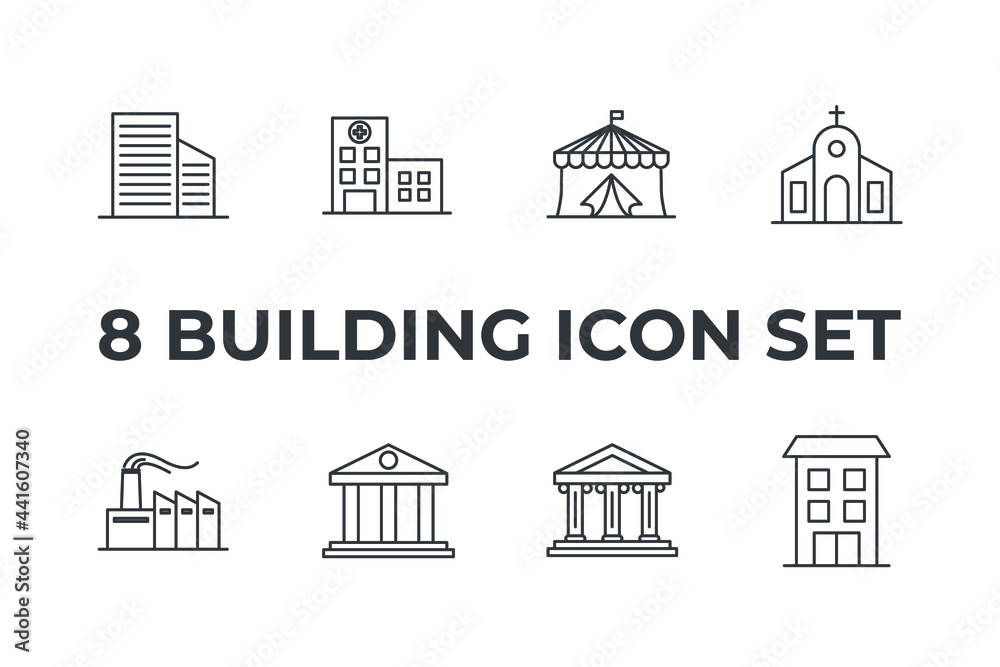 building set icon, isolated building set sign icon, vector illustration