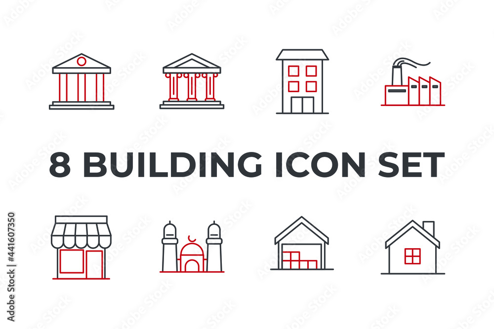 building set icon, isolated building set sign icon, vector illustration