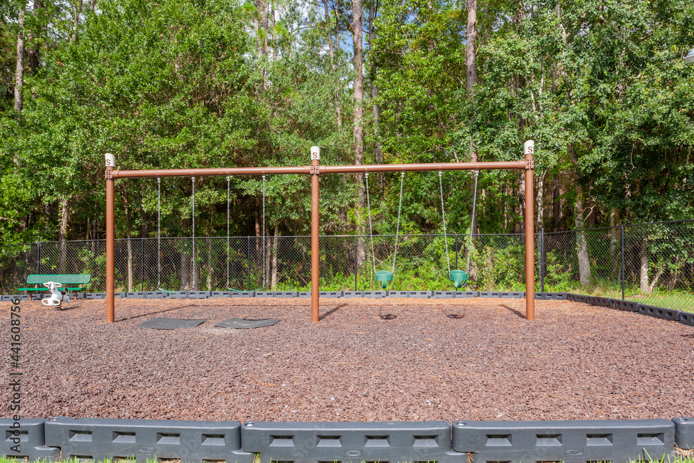 Swing set on a playground for children