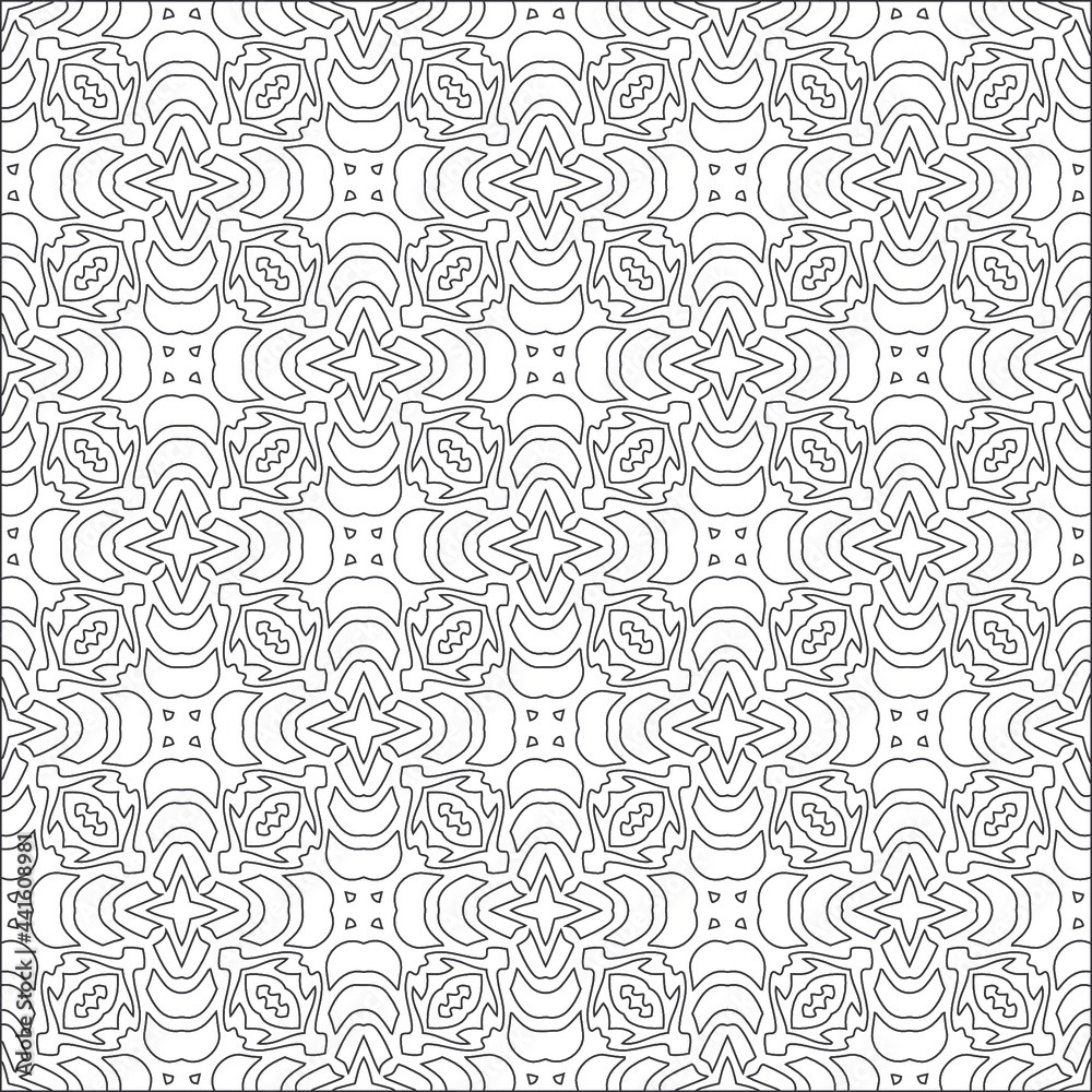  Vector geometric pattern. Repeating elements stylish background abstract ornament for wallpapers and backgrounds. Black and white colors