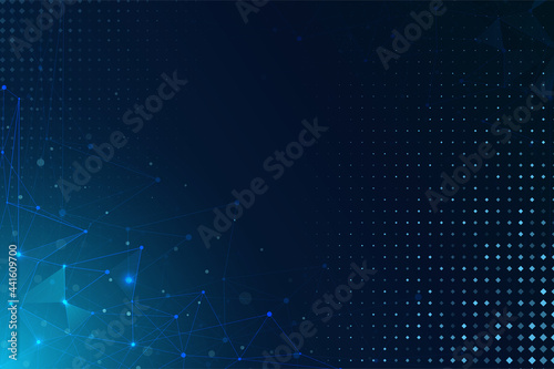 abstract blue polygon technology background. abstract technology networks background with blue lines and dots. technology pattern background, 3d rendering background