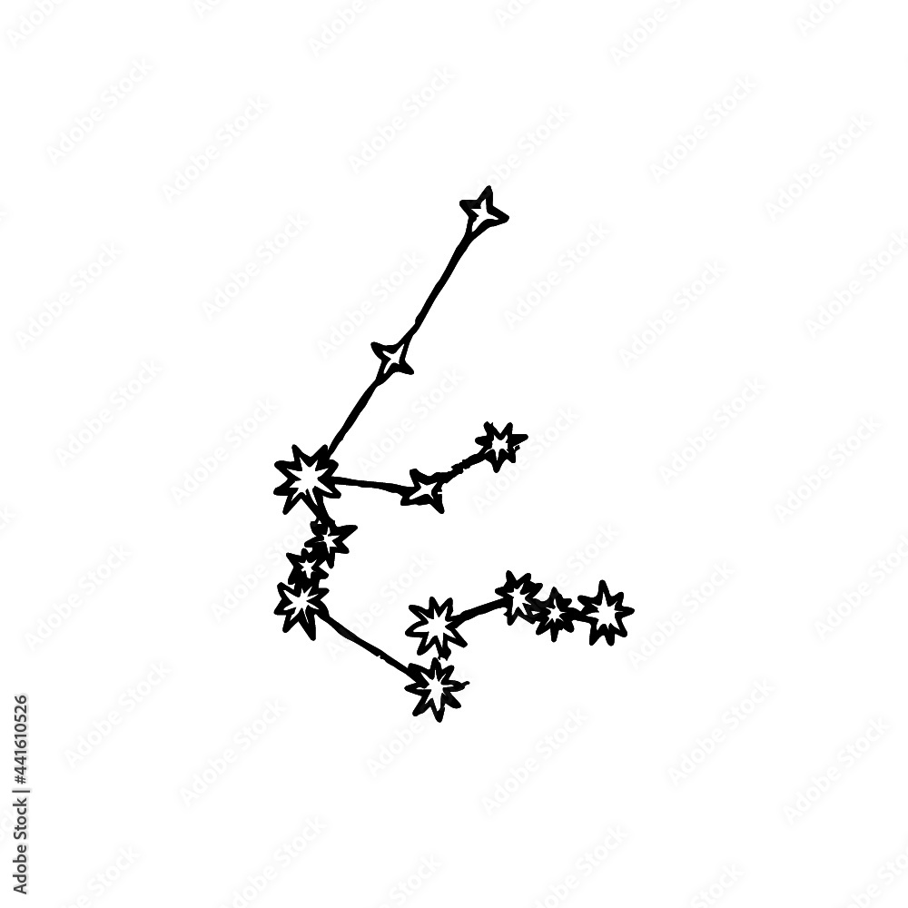 Aquarius sign zodiac astrology vector linocut print illustration constellation