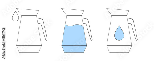 Jug with clear water  sign. Glass jug for water. Vector illustration