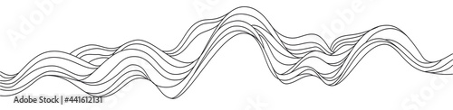 Abstract lines outline of mountains and hills or wave surface. Doodle Vector illustration