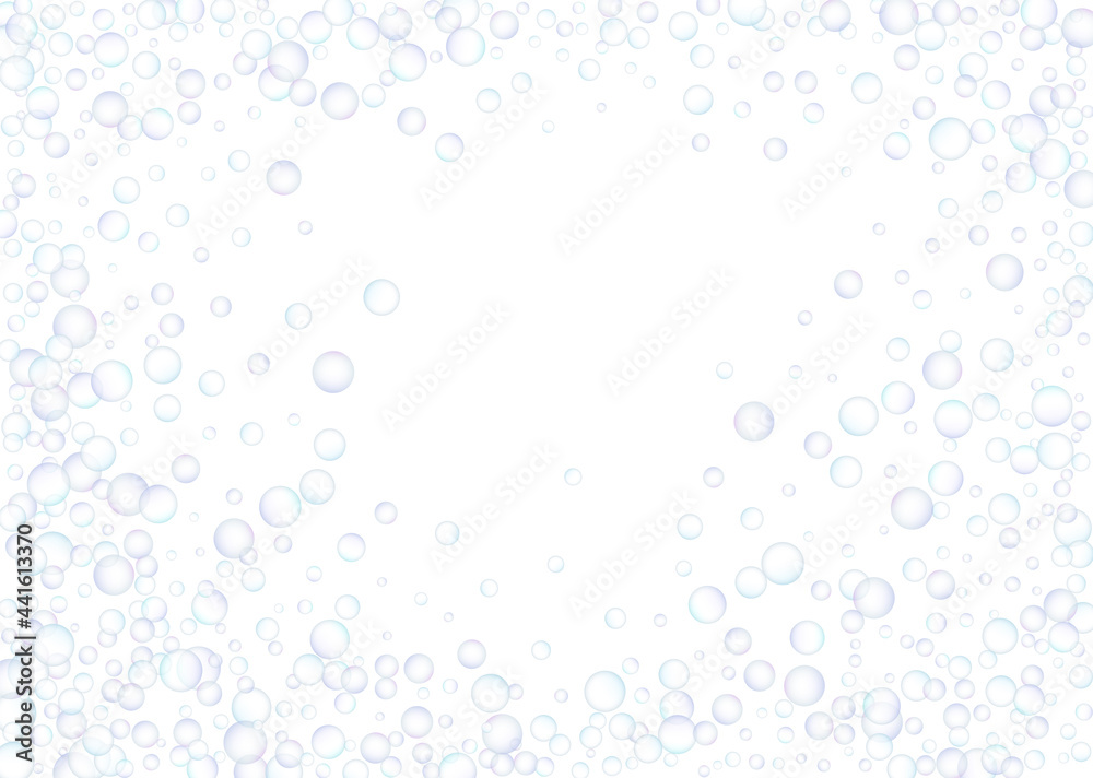 Soap bubbles flew randomly on a white background. Vector