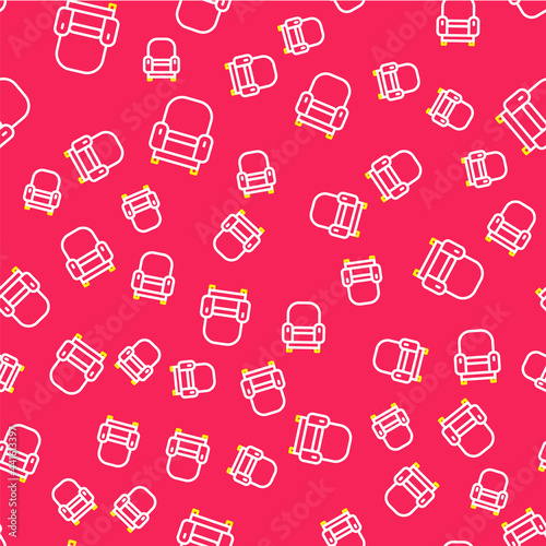 Line Armchair icon isolated seamless pattern on red background. Vector