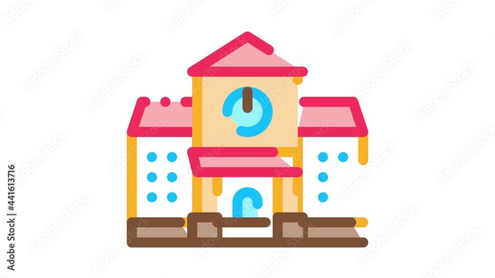Academy Study Building Icon Animation. color Academy Study Building ...