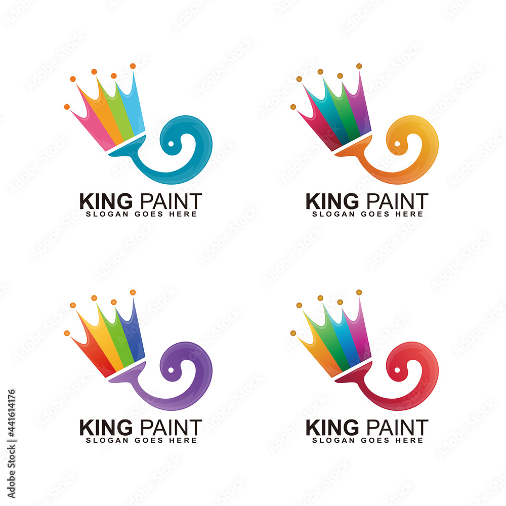 King paint logo, logo paint brush with king crown. the best paint signs