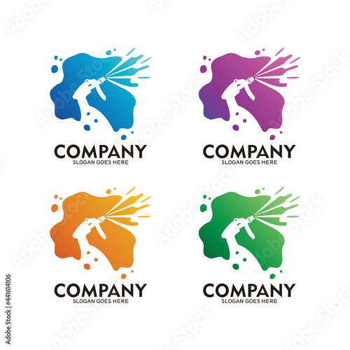 Simple water spray bottle logo designs template, Cleaning tool logo template, hygiene equipment logo symbol icon