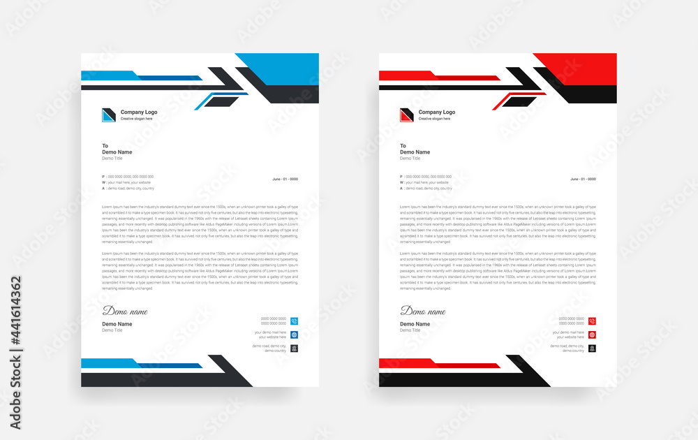 Abstract corporate business letterhead design, Modern letterhead design template