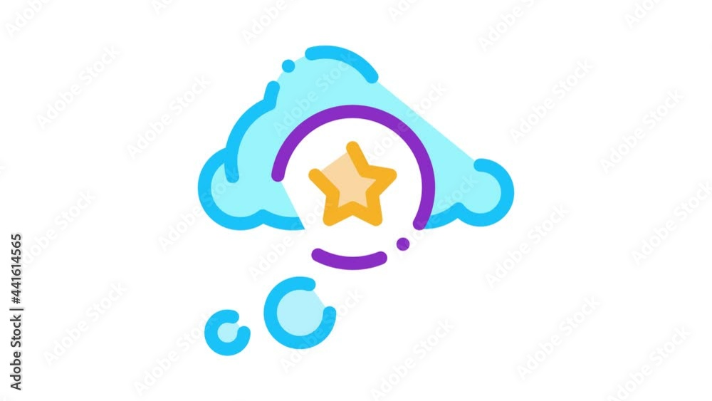 Star Bonus Cloud Icon Animation. color Star Bonus Cloud animated icon on white background