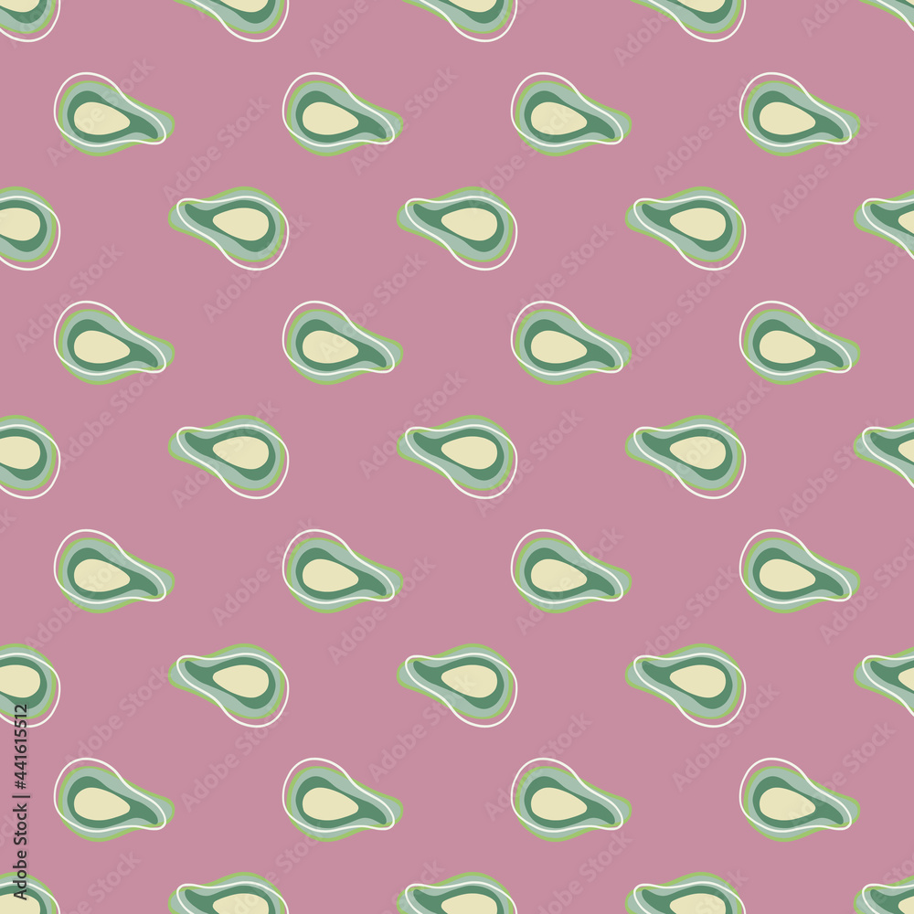 Vegeterian seamless pattern with little green avocado shapes print. Pastel lilac background. Vegeterian seamless pattern with little green avocado shapes print. Pastel lilac background.