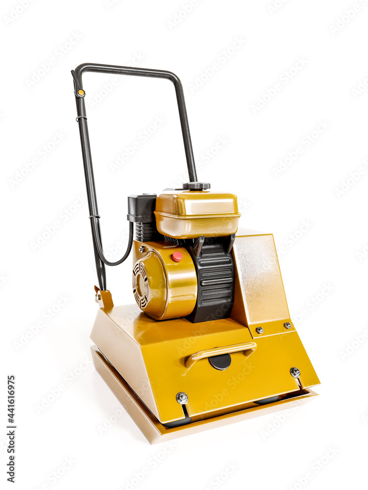 Vibratory plate compactor model on white background Vibratory plate compactor model on white background