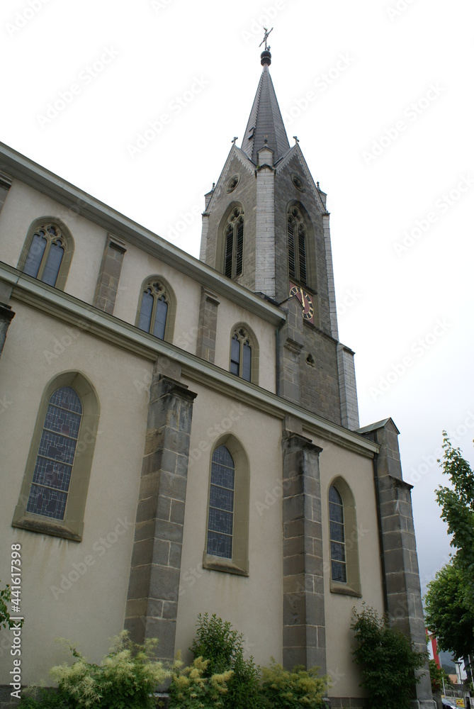 Obraz premium A view of the church of Saint Joseph in Bulle, Canton Fribourg (Switzerland)