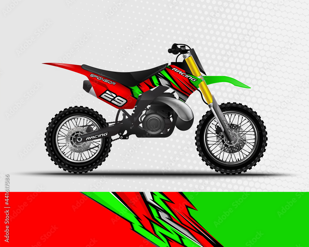 Motocross motorcycle wrap decal and vinyl sticker design with abstract background. Motocross motorcycle wrap decal and vinyl sticker design with abstract background.