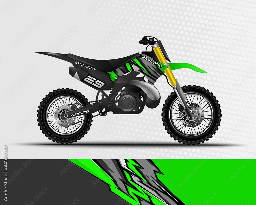 Motocross motorcycle wrap decal and vinyl sticker design with abstract background. Motocross motorcycle wrap decal and vinyl sticker design with abstract background.