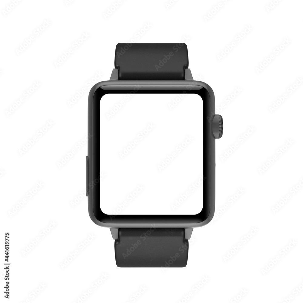 Black Modern Smart Watch Mockup with Starp and Blank Screen for Your Design. 3d Rendering Black Modern Smart Watch Mockup with Starp and Blank Screen for Your Design. 3d Rendering