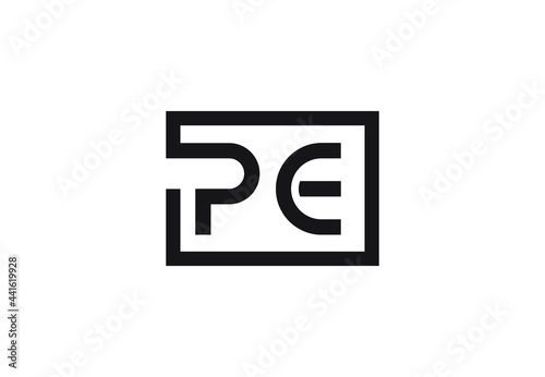 PE letter logo design