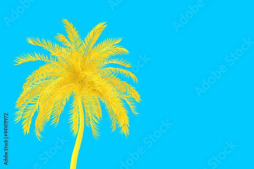 Yellow Tropical Palm Tree in Duotone Style. 3d Rendering © doomu
