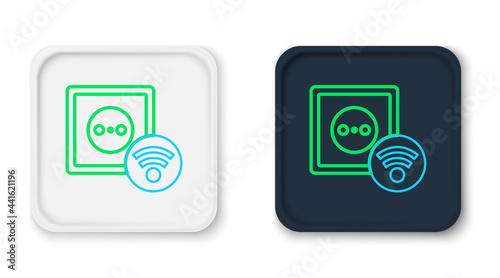 Line Smart electrical outlet system icon isolated on white background. Power socket. Internet of things concept with wireless connection. Colorful outline concept. Vector