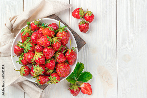 Juicy, healthy strawberries on a white background. Summer berries.