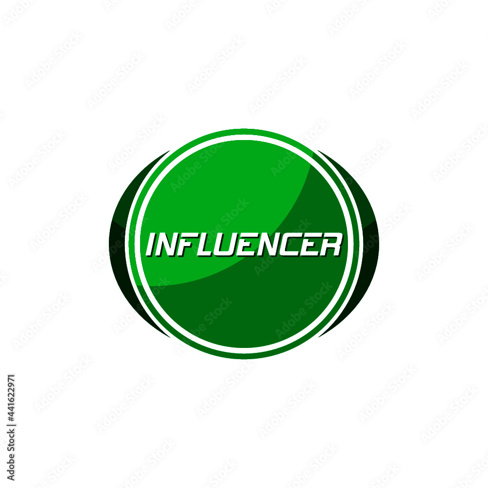 Influencer sign button isolated on white background Influencer sign button isolated on white background