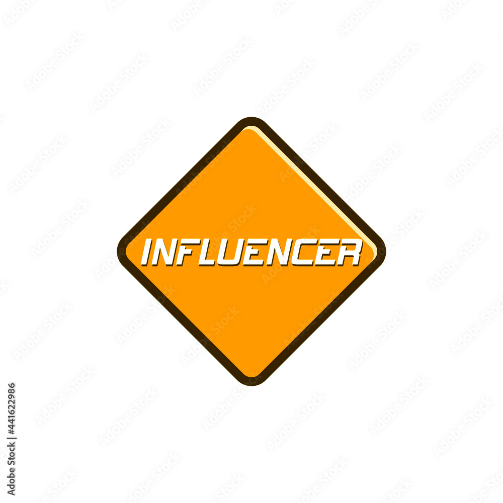 Influencer sign button isolated on white background