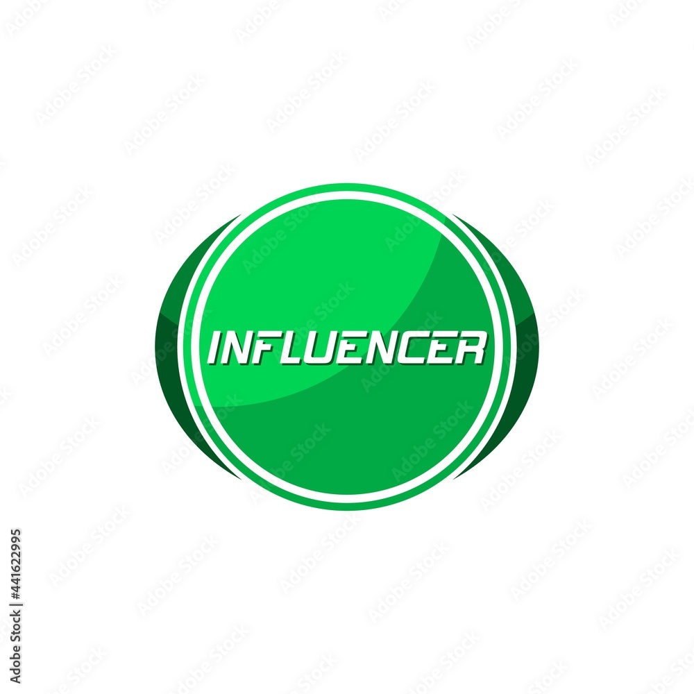 Influencer sign button isolated on white background Influencer sign button isolated on white background