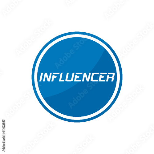 Influencer sign button isolated on white background