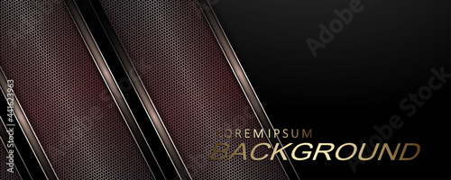 Illustration of a dark brown shade with a gradient, slanting textured curtains with shiny edging