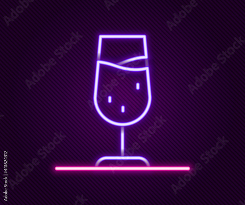 Glowing neon line Wine glass icon isolated on black background. Wineglass sign. Colorful outline concept. Vector