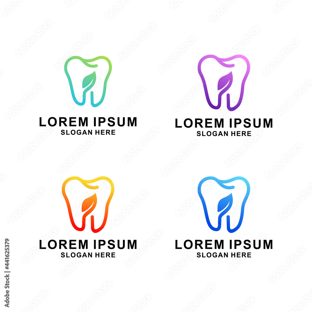 Set collection of dental care logo with modern natural Set collection of dental care logo with modern natural
