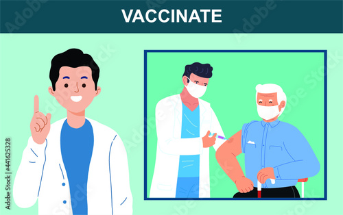 Time to Vaccinate. Corona Virus, Covid-19 vaccination awareness concept. Old age vaccination	