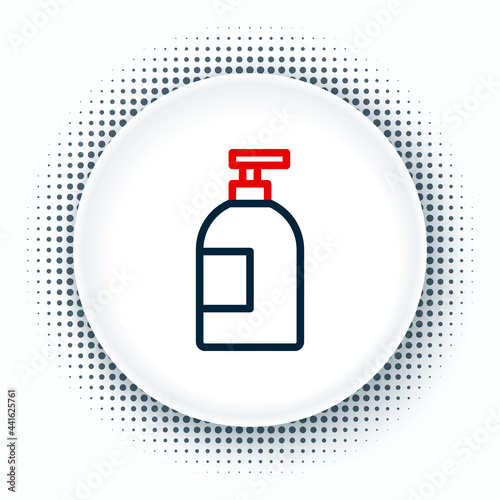 Line Dishwashing liquid bottle icon isolated on white background. Liquid detergent for washing dishes. Colorful outline concept. Vector