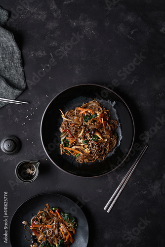 Chopsticks and asian food