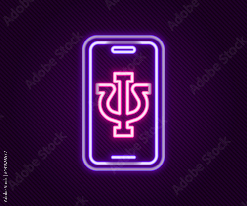 Glowing neon line Online psychological counseling distance icon isolated on black background. Psychotherapy, psychological help, psychiatrist online consulting. Colorful outline concept. Vector