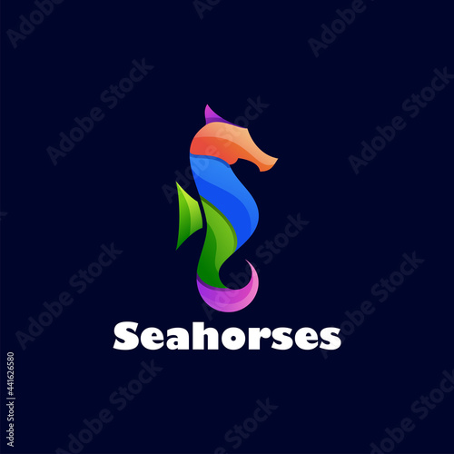 Seahorses colorful logo design