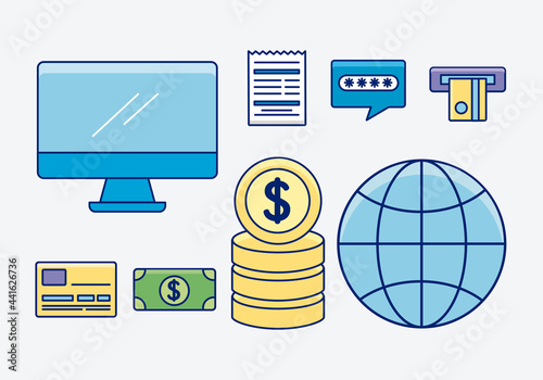 Online payments icon collection