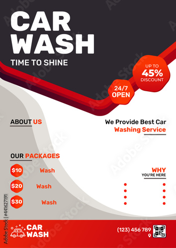 Creative car wash flyer  |  Car Detailing, Auto Detailing Flyer, Car Wash poster |  Car Cleaning Service Leaflet Design. Car Business Promotion Poster.