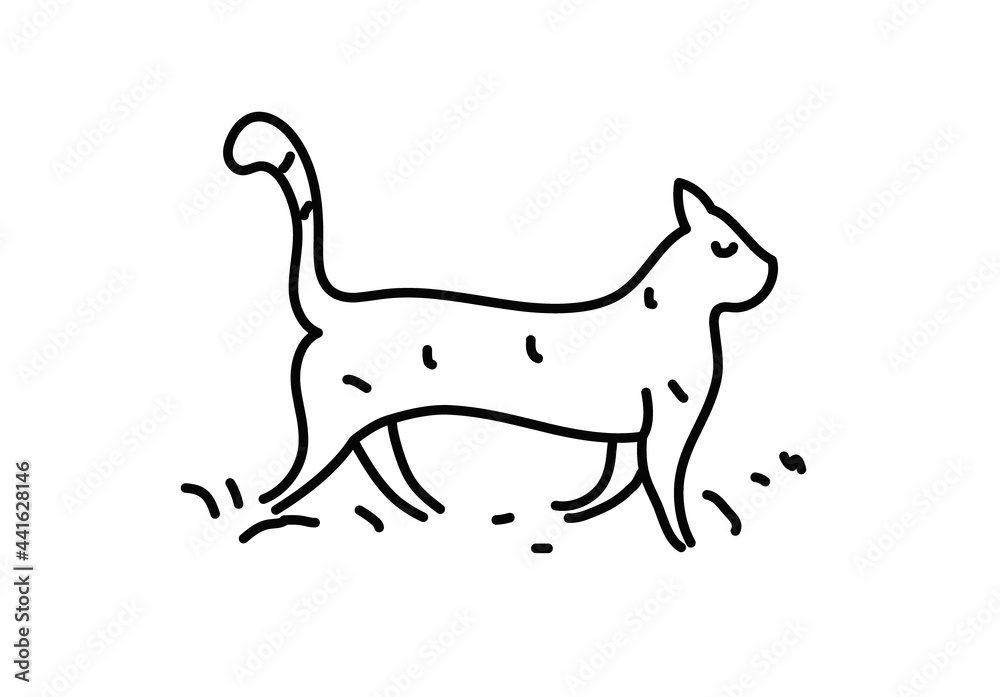 Happy cat walking doodle art Happy cat walking doodle art